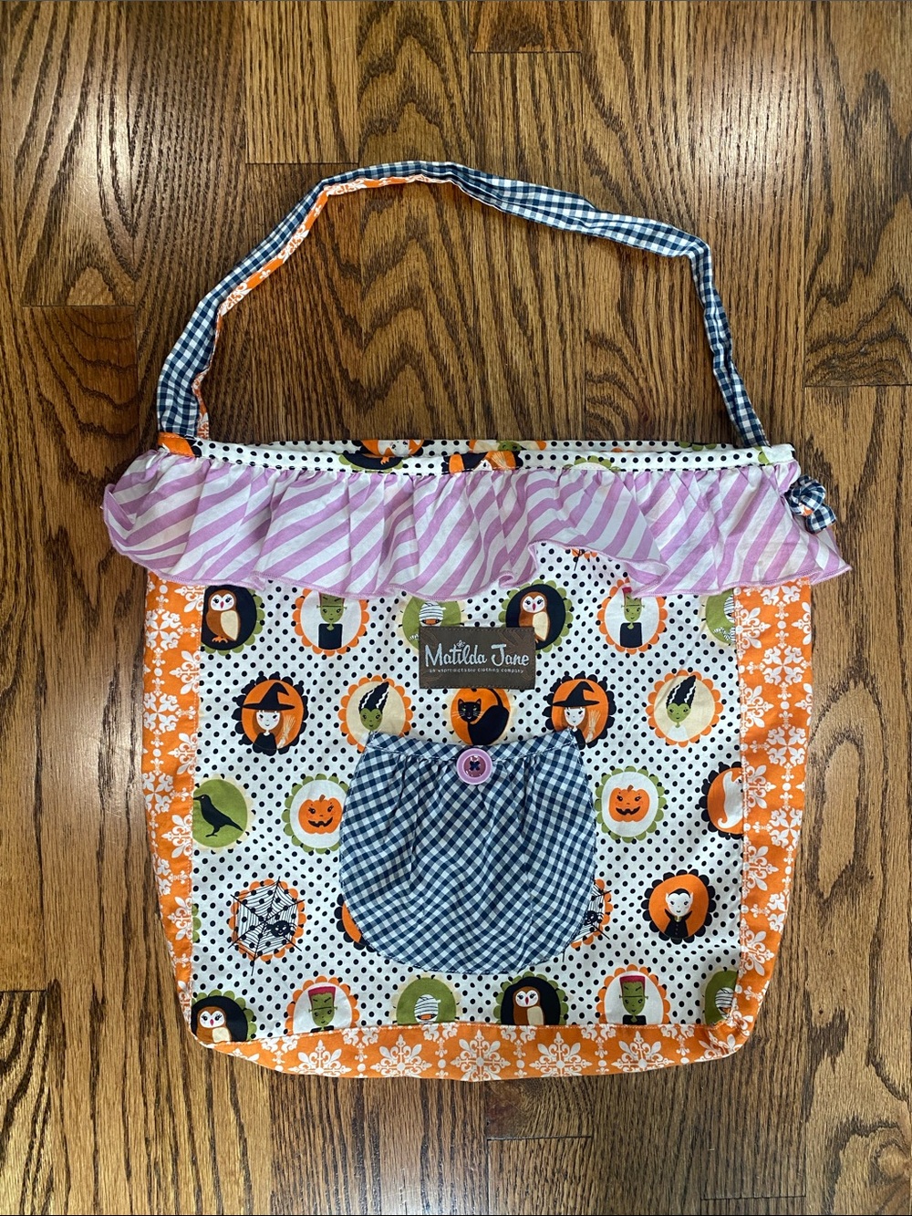 Matilda Jane Orange & Pink Halloween Print Tote, excellent condition.